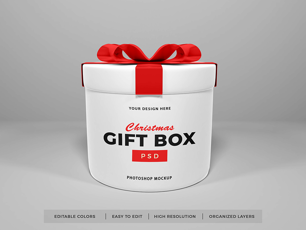 圣诞礼品盒样机-christmas_gift_box_with_ribbon_mockup 圣诞礼物盒